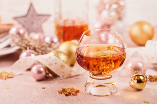 Preview: New Year, Christmas and winter holidays whiskey mood concept