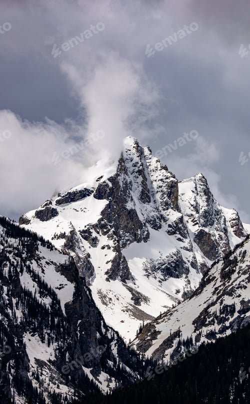 Preview: Snow-Capped Mountain Peak in Grand Teton National Park, Wyoming