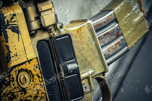 Preview: Modern weapon series. US Army assault rifle, close up