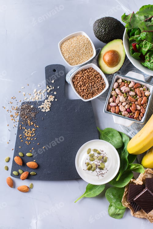 Preview: Assortment of healthy high magnesium sources food