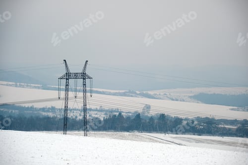 Preview: High voltage tower with electric power lines