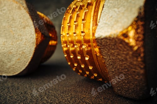Preview: Metal golden water pipe fitting piece macro