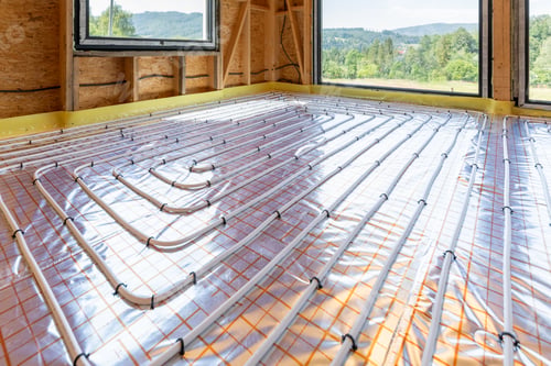 Preview: Underfloor heating system installed in house under construction