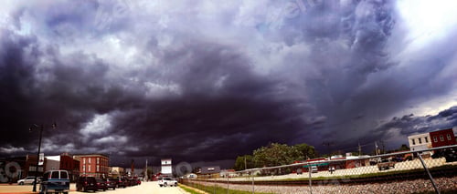 Preview: Big thunderstorm in a Midwest small town dark clouds