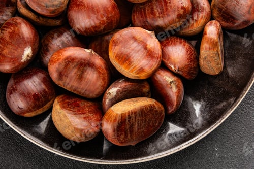 Preview: Edible chestnuts delicious treat tasty snack fresh gourmet food background on table food