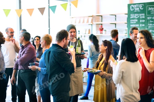 Visualização: Festa, comunicação, pessoas, falando, felicidade