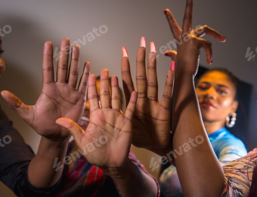 Preview: The beautiful black ethnic skins of some friends shaking hands