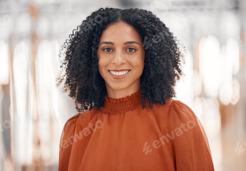 Preview: Business woman, smile and portrait with entrepreneur confidence, work pride and happy. Worker, prof