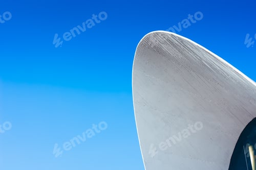 Preview: Background sky with modernist construction with round roof and reflective glass.