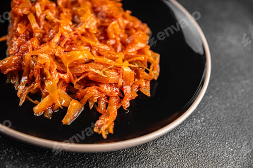 Preview: suerkraut cabbage braised vegetable dish fresh delicious gourmet food background on the table rustic