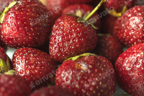 Preview: Fresh ripe perfect strawberry. Macro.