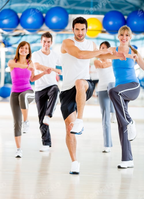 Preview: Group Of People In An Aerobics Class At The Gym