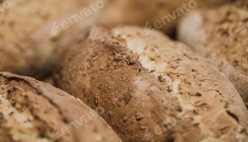 Preview: Fresh bread on the counter in the store, close-up .