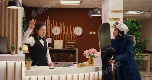Preview: Employee gives directions to asian girl