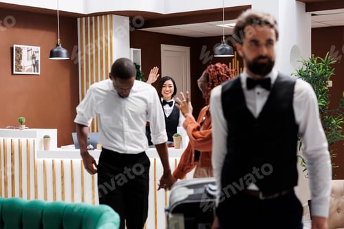 Preview: Asian woman waving at people