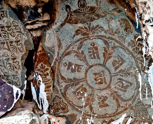 Preview: Mani Stones religious rocks object engraved Tibetan Buddhist mantra, Ladakh, India
