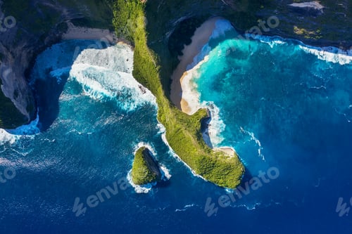 Preview: Kelingking beach, Nusa Penida island, Indonesia. Aerial seascape