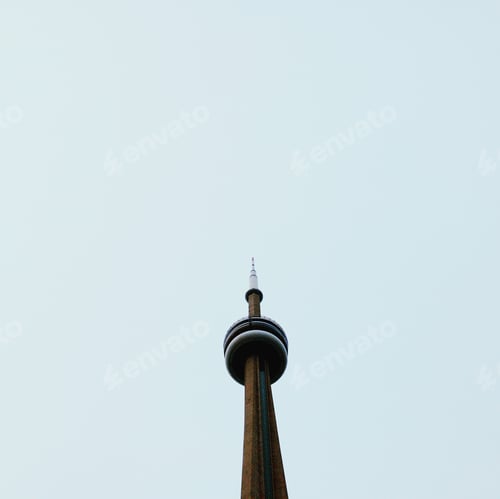 Preview: Low angle shot of CN tower under the beautiful blue sky during daytime