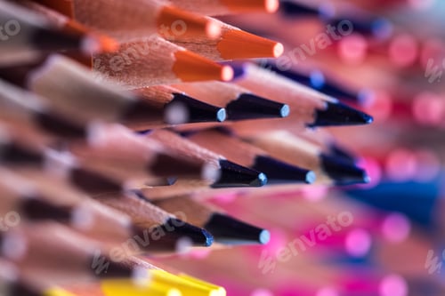 Preview: Colored pencils background. Drawing, hobby, occupation
