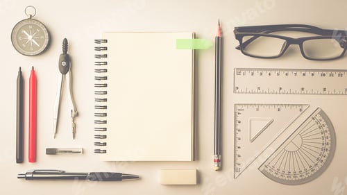 Preview: Top View Of Stationery And Blank Space For Education, Math, Office,Designing And Engineering