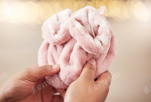 Preview: Pregnancy, holding and hands with shoes for a baby, love and clothes for a child on a bokeh backgro