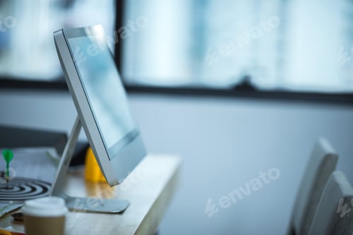 Preview: business workspace background desktop with computer