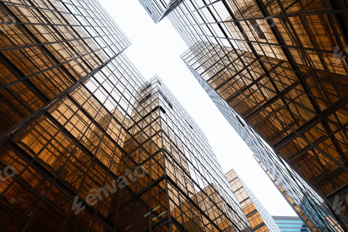 Preview: Office buildings windows. Glass architecture facade design with reflection