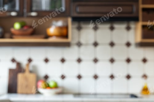Preview: Blurred background,Modern kitchen with bokeh light, vintage filter