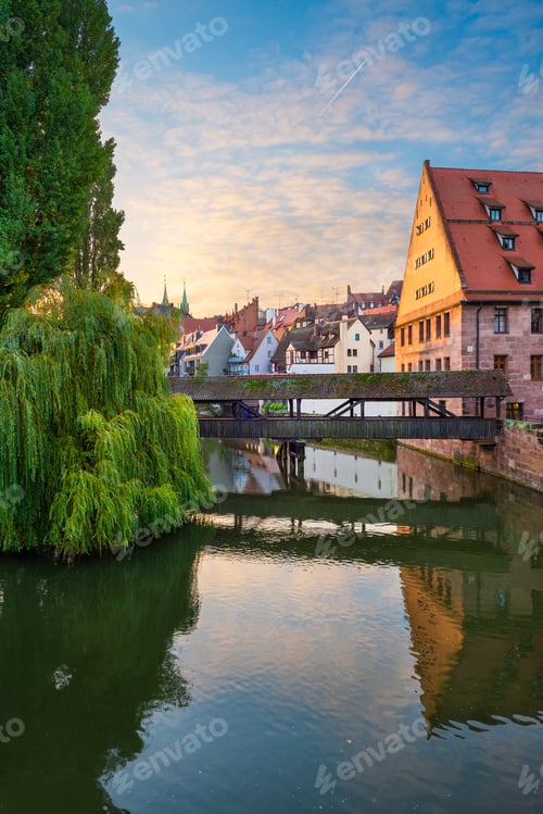 Preview: Henkersteg in Nuremberg, Germany on the Pegnitz River