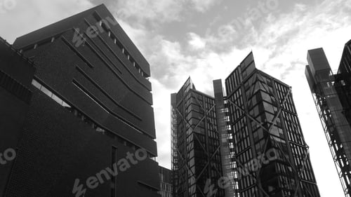 Preview: Monochrome cityscape featuring buildings