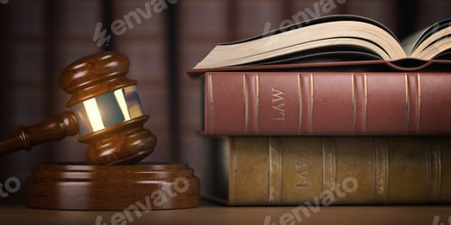 Preview: Justice, law and legal concept. Judge gavel and law books.