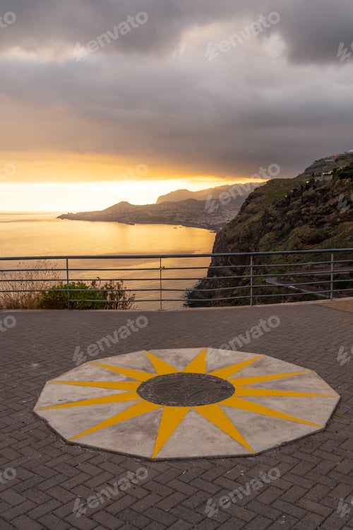 Preview: Cristo Rei viewpoint at sunset in Funchal in summer, Madeira