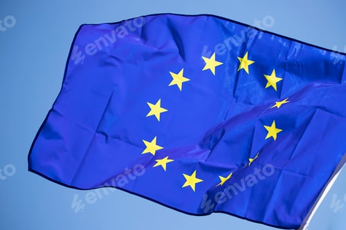 Preview: The flag of Europe waving in the wind