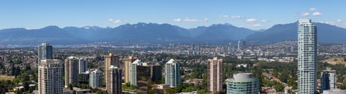 Preview: Aerial panoramic view of the residential buildings in Metrotown during a vibrant sunny day