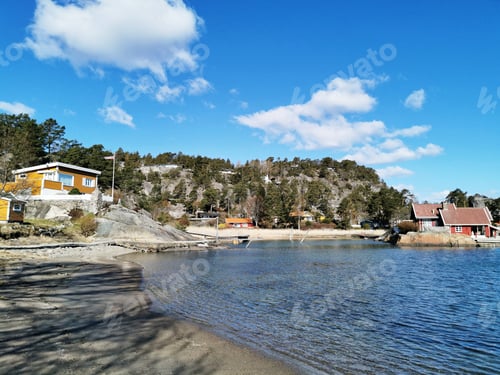 Preview: Beautiful view of Hakavika on the southern Norway coast under a cloudy sky