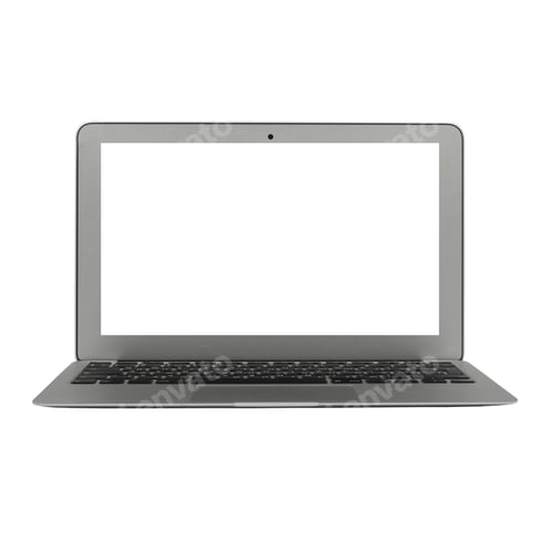 Preview: Modern silver laptop isolated on white background including clipping path