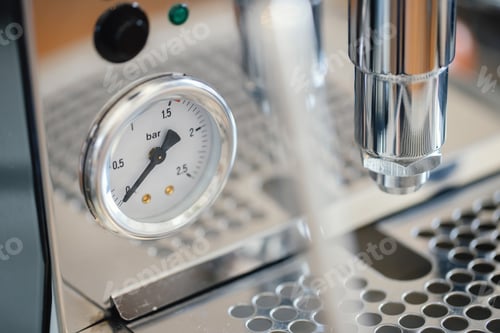 Preview: Closeup of espresso coffee machine