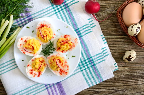 Preview: Deviled eggs.Boiled eggs stuffed