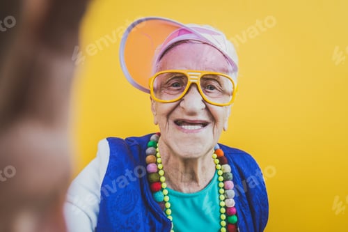 Preview: funny portraits with old grandmother