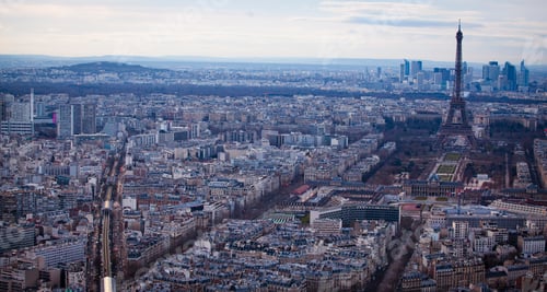 Preview: Panorama of famous Eiffel Tower and Paris roofs, Paris France