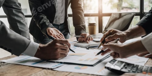 Preview: Asian business adviser meeting to analyze and discuss the situation on the financial report in the