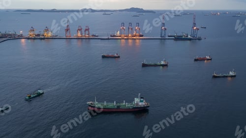 Preview: Aerial view oil chemical tanker at sea, Industrial crude oil and fuel tanker ship in deep ocean.