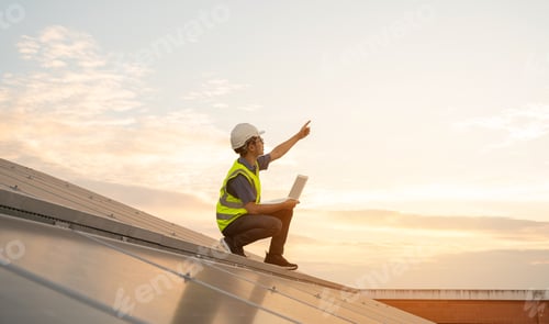 Preview: Engineer working on checking equipment in solar power plant.