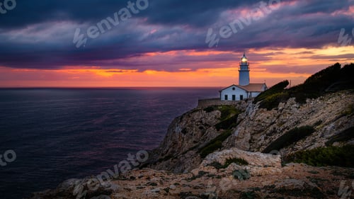 Preview: Lighthouse situated atop a rocky cliff in Mallorca