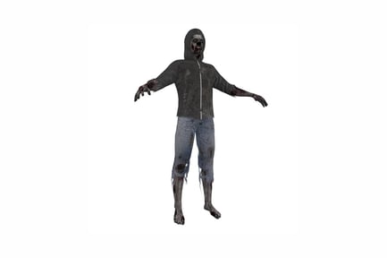 Preview: Hooded figure with outstretched arms and torn jeans