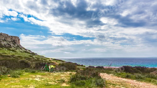Preview: Beautiful valley by the sea. Trail leading along the coast. Seascape in Cyprus Ayia Napa