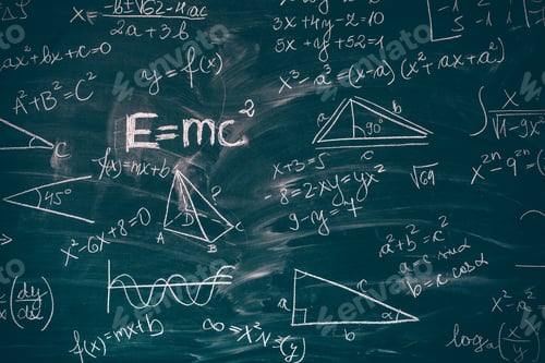 Preview: Blackboard with math lesson written on it