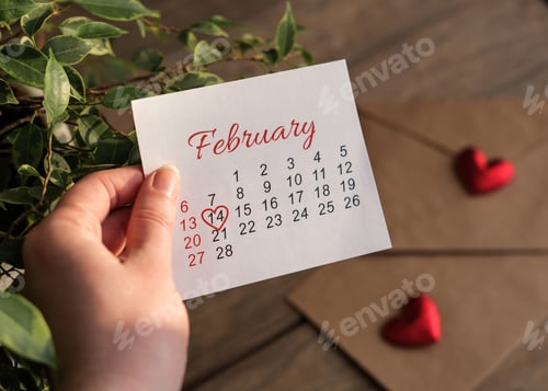 Preview: Calendar for February in a female hand