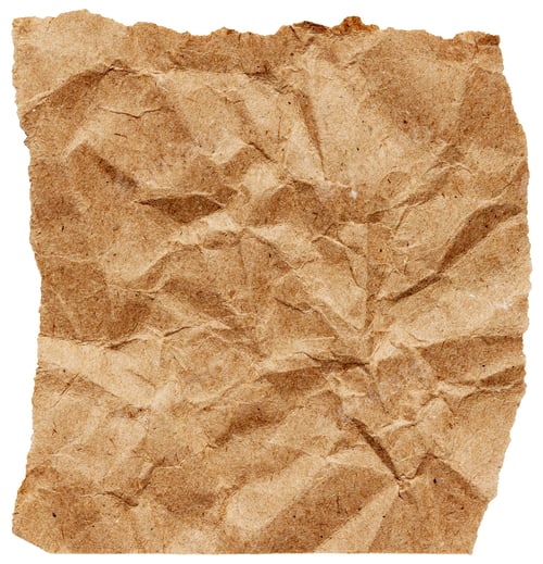 Preview: Scrap of craft brown torn crumpled paper, isolated element for collage design