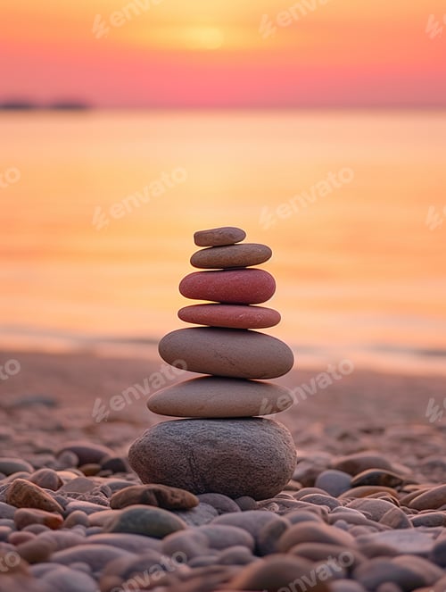 Preview: Tranquil Pebbles at Beach Sunset